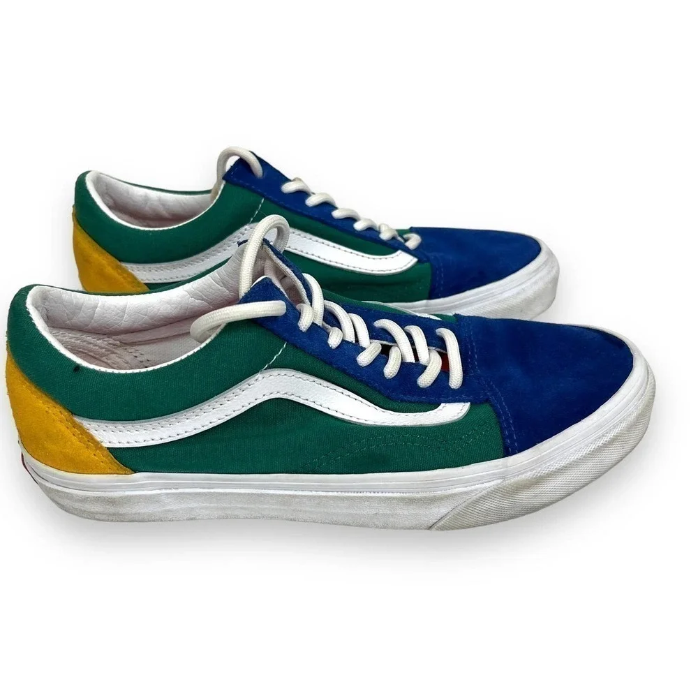 Vans Yacht Club Old Skool Suede Shoes Blue/Green/Yellow Colorblock 6.5